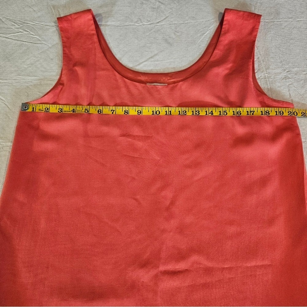 Knight Ltd Vintage‎ 100% Silk Shift Dress Coral Pink Sleeveless Scoop Neck Sz 14 - Picture 6 of 11
